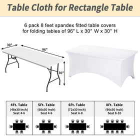 Fixwal white spandex tablecloth drapes neatly for a sleek banquet setup.