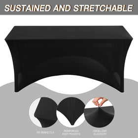 Fixwal wrinkle-resistant spandex tablecloth for folding tables keeps a smooth surface.