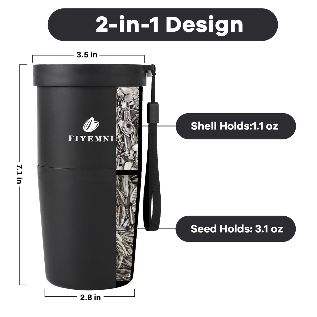 FIYEMNI portable seed organizer keeps shells separate during snacks.