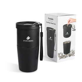 FIYEMNI seed spit cup with 2-in-1 design for tidy storage and disposal.