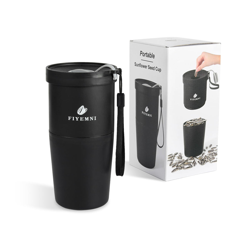 FIYEMNI seed spit cup with 2-in-1 design for tidy storage and disposal.
