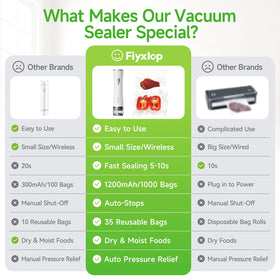 Strong 75 kPa suction seals bags quickly to preserve flavor
