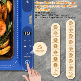 FJAU warming mat rapid heat feature delivers warm dishes fast.