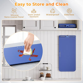 FJAU warming mat nano-coated silicone surface resists stains.