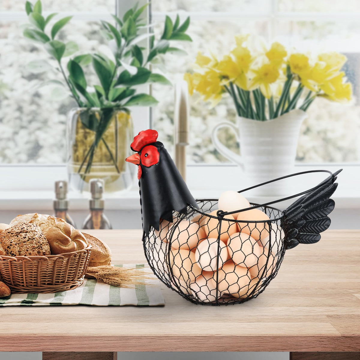 FJAXLJGYP basket on shelf adds farmhouse charm.