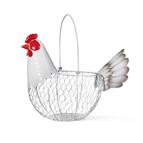 FJAXLJGYP farmhouse egg basket with handle on counter, rustic charm