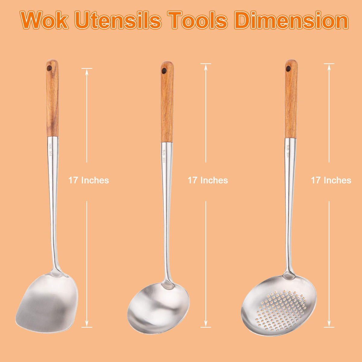 FJNATINH ergonomic wooden handle provides a comfortable grip.