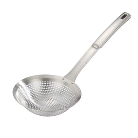 FJNATINH Skimmer Ladle 14.5in in 304 stainless steel for quick straining.