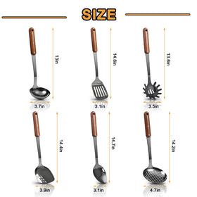 FJNATINH spatula with wooden handle for precise flipping and stirring