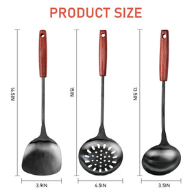 FJNATINH wok spatula with heat-resistant plating for durable wok use.