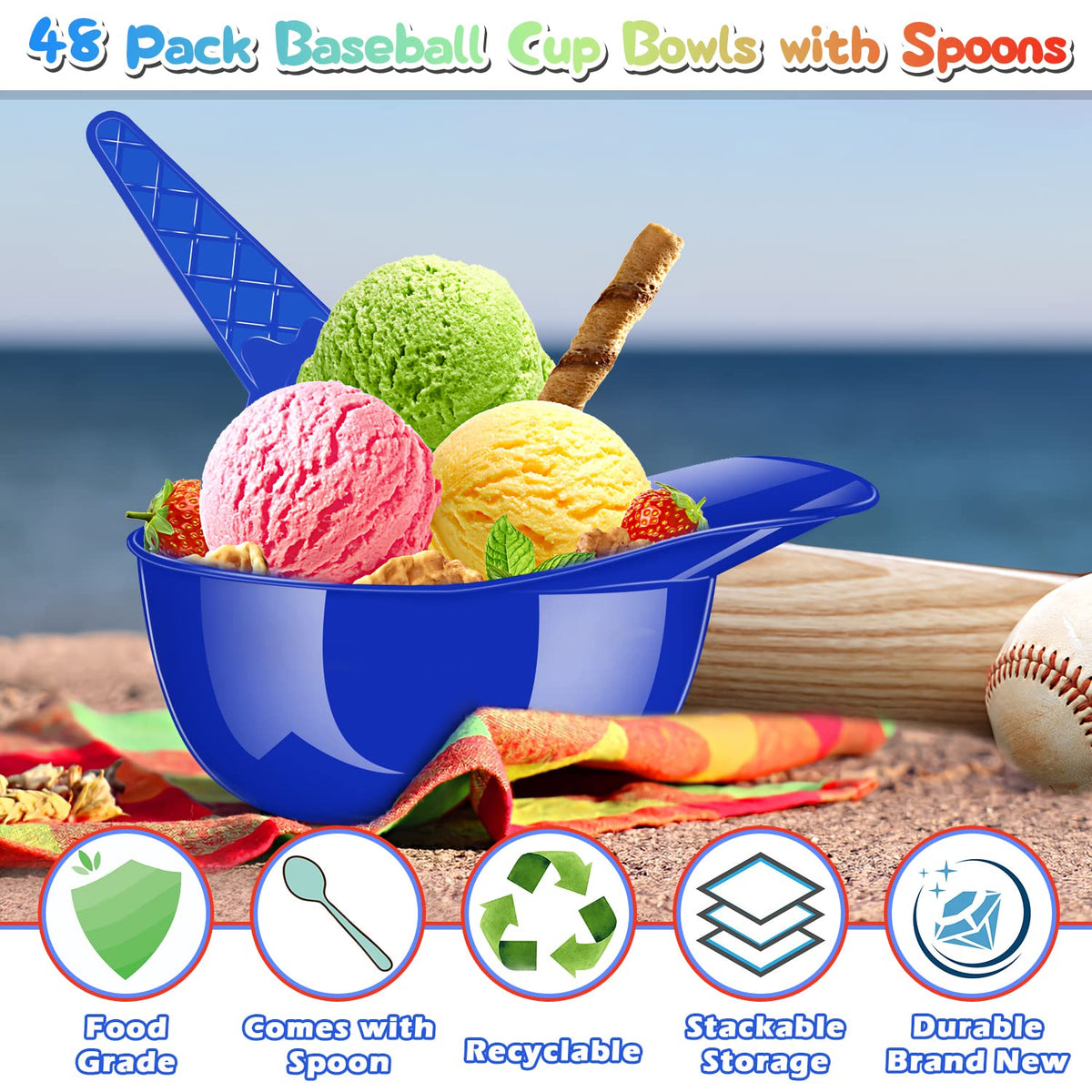 FJZZ spoons shaped like sundae cones for easy serving