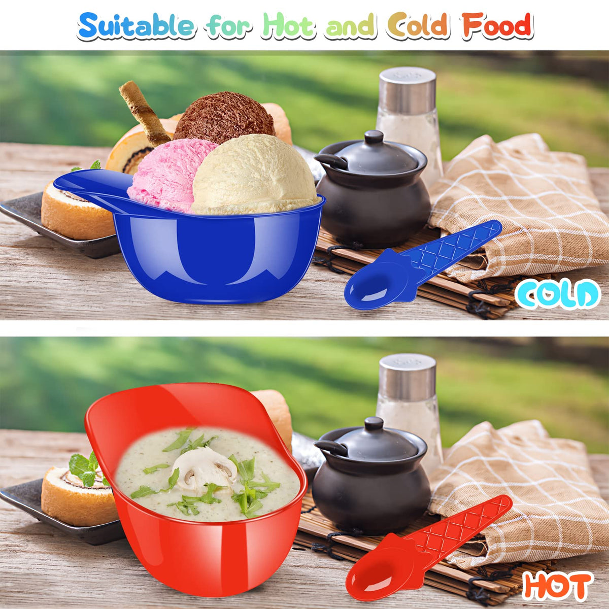 FJZZ BPA-free durable plastic bowls for reusable dessert serving