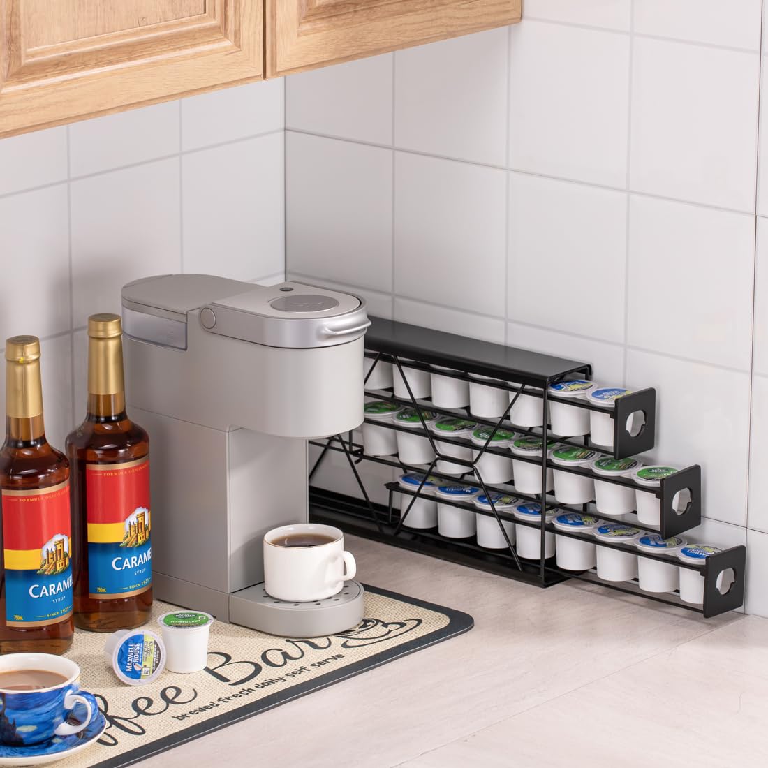 FlagShip K Cup Drawer 24-pod capacity helps tracking stock at a glance