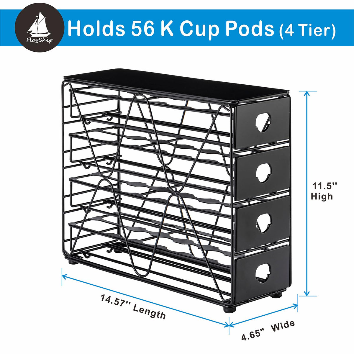 FlagShip K Cup Holder with drawer open for easy pod access and refills.