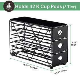 FlagShip K Cup Holder front angled view reveals a tidy, tiered storage system.