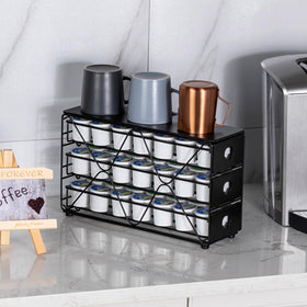 FlagShip K Cup Holder with mugs and accessories on top.