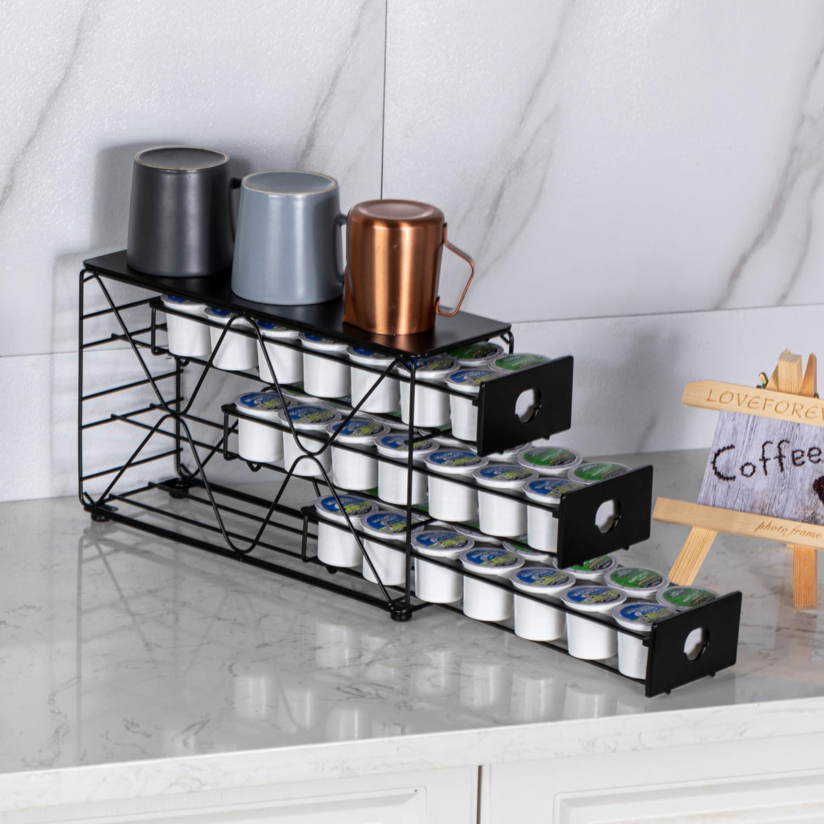 FlagShip K Cup Holder side profile highlights compact footprint.