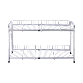 FlagShip under-sink 2-tier expandable shelf saves space with adjustable width.