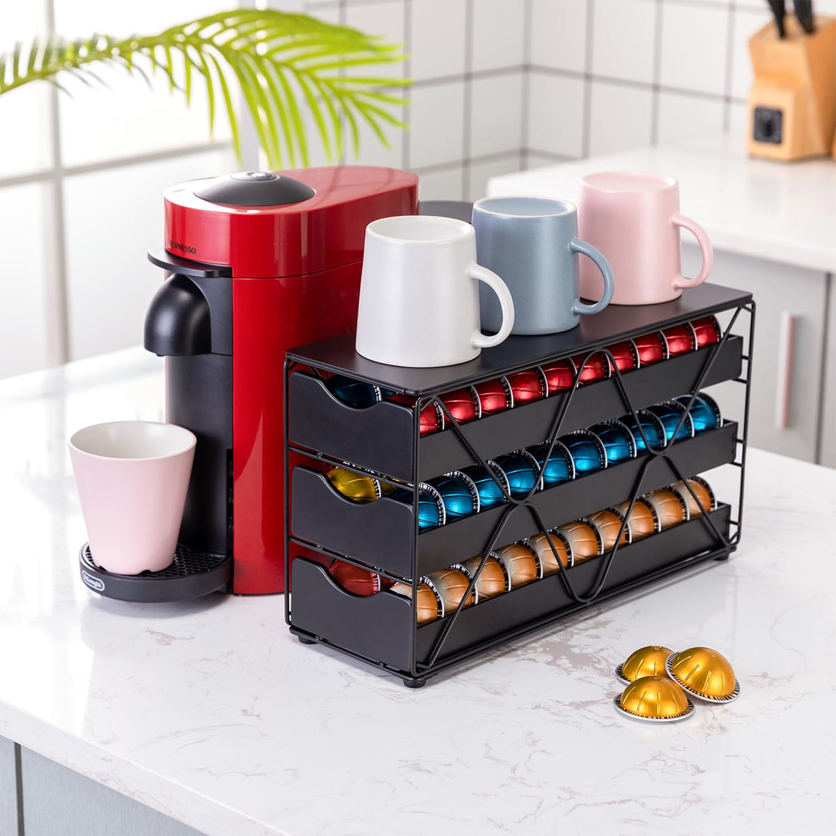 FlagShip Vertuo capsules organizer keeps pods neatly arranged for fast choices.