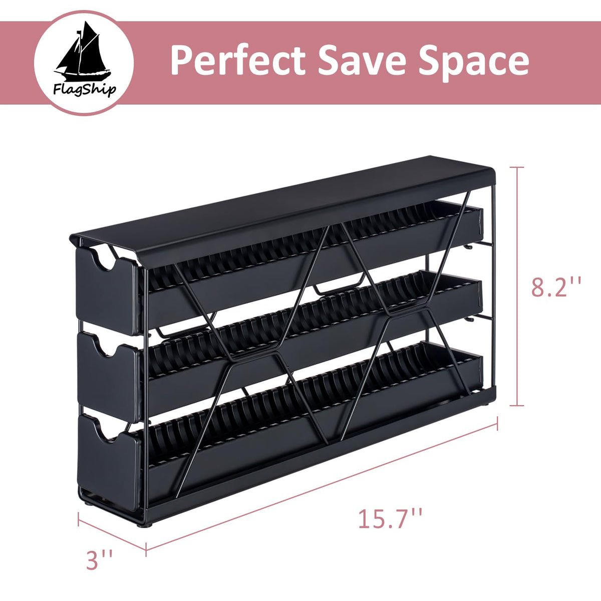 Close-up of labels on FlagShip Vertuo pod drawer for quick selection.