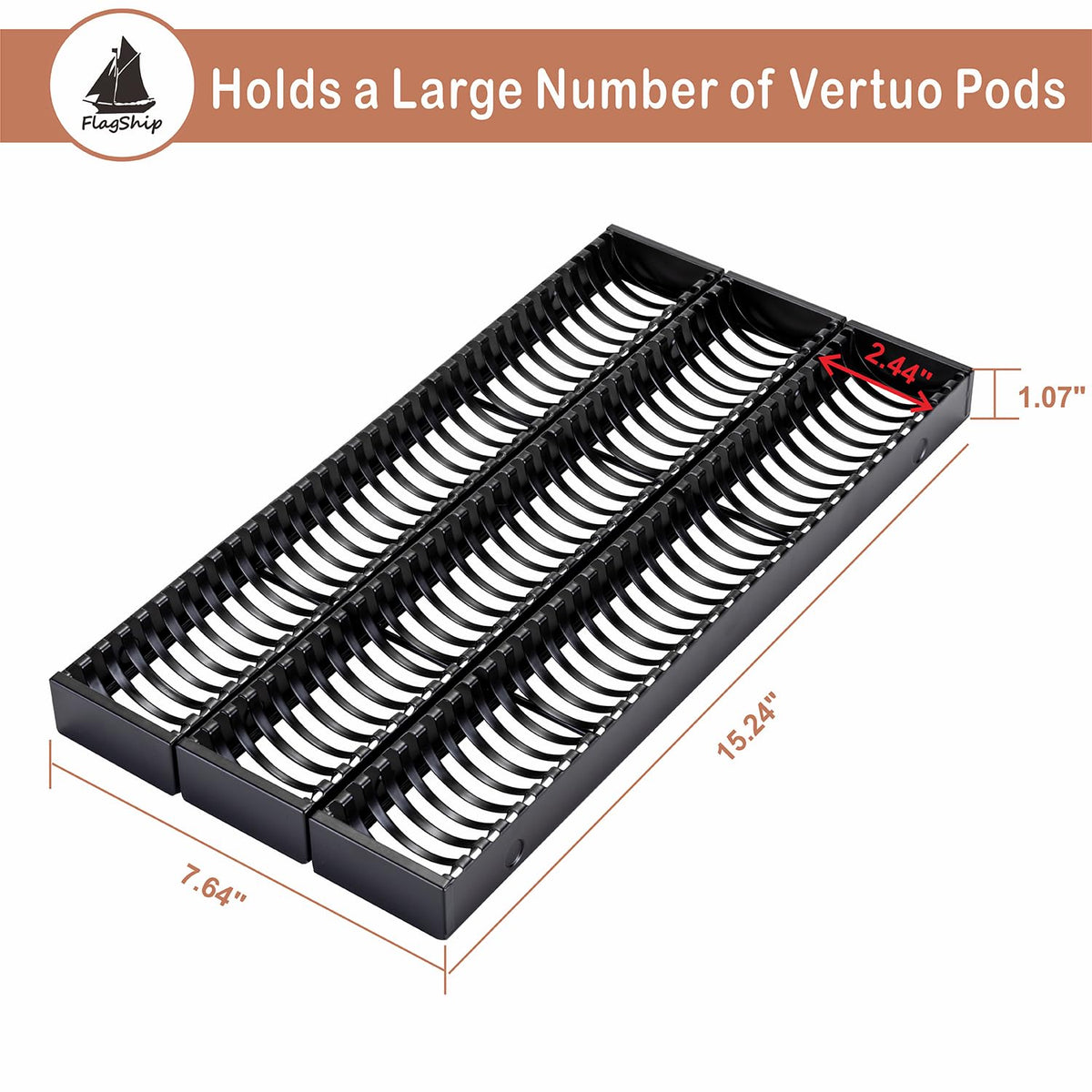 FlagShip Vertuo Pod Drawer open drawer reveals high-capacity pod storage.
