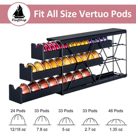 Wall-mount ready FlagShip coffee pod organizer saves counter space.