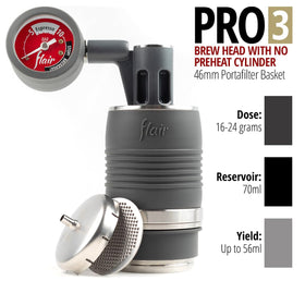 Flair PRO 3 brewing head detached for easy cleaning.