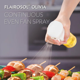 FLAIROSOL Olivia bottle with built-in filter to prevent nozzle clogs.