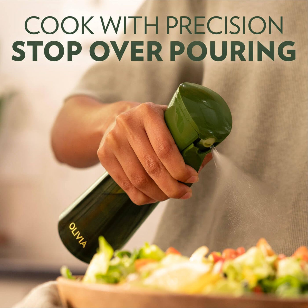 FLAIROSOL Olivia spray nozzle demonstrates precise control for even coating.