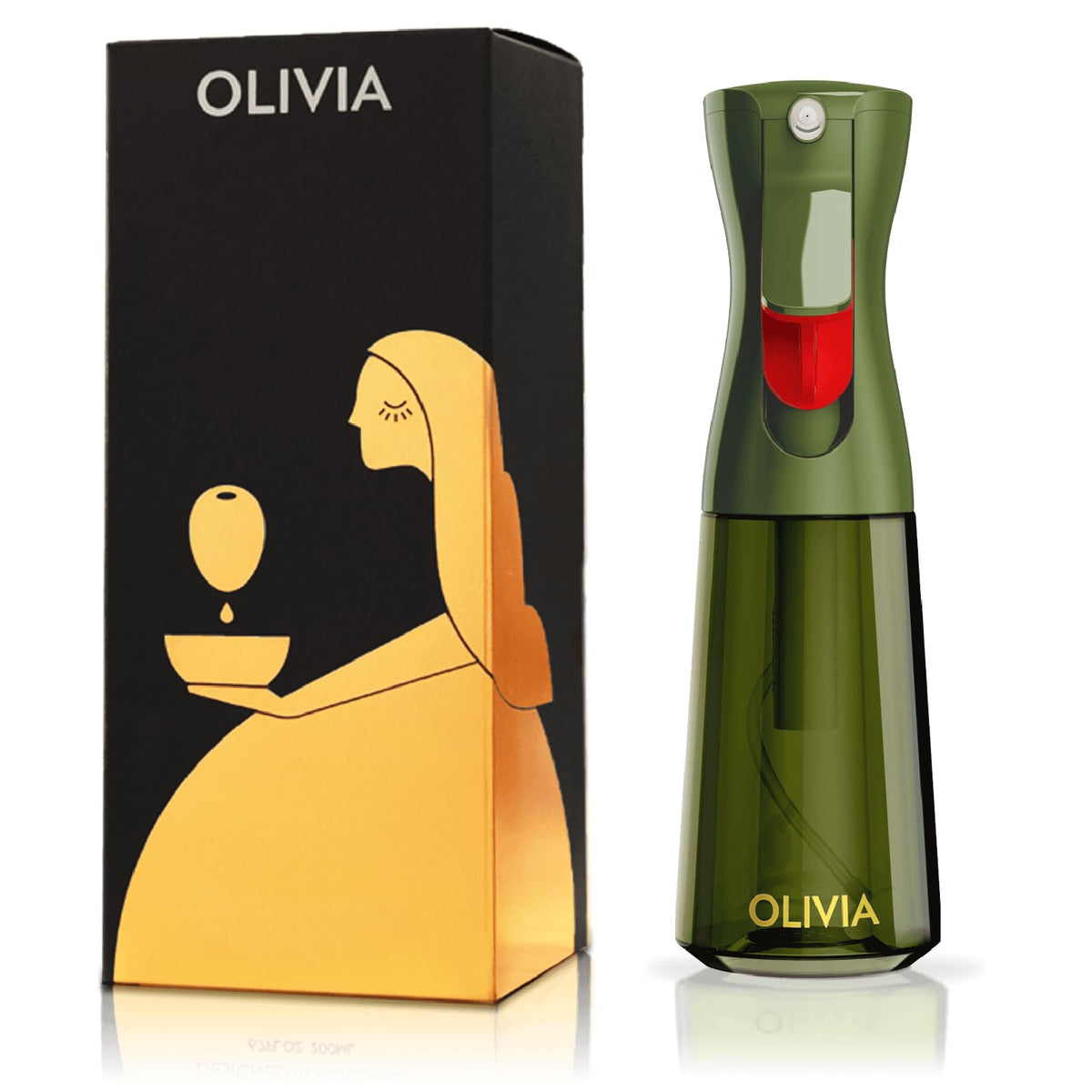 FLAIROSOL Olivia oil sprayer bottle emits a fine mist for even cooking.