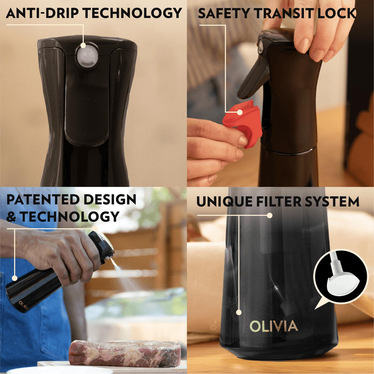 Built-in filter system prevents clogs for smooth spraying