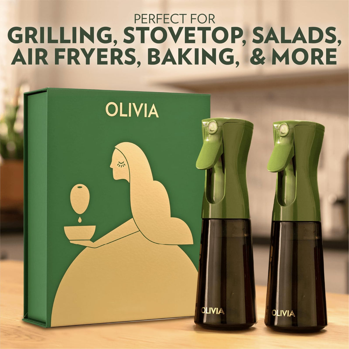 Flairosol Olivia Signature portion-control spray promotes calorie-conscious cooking