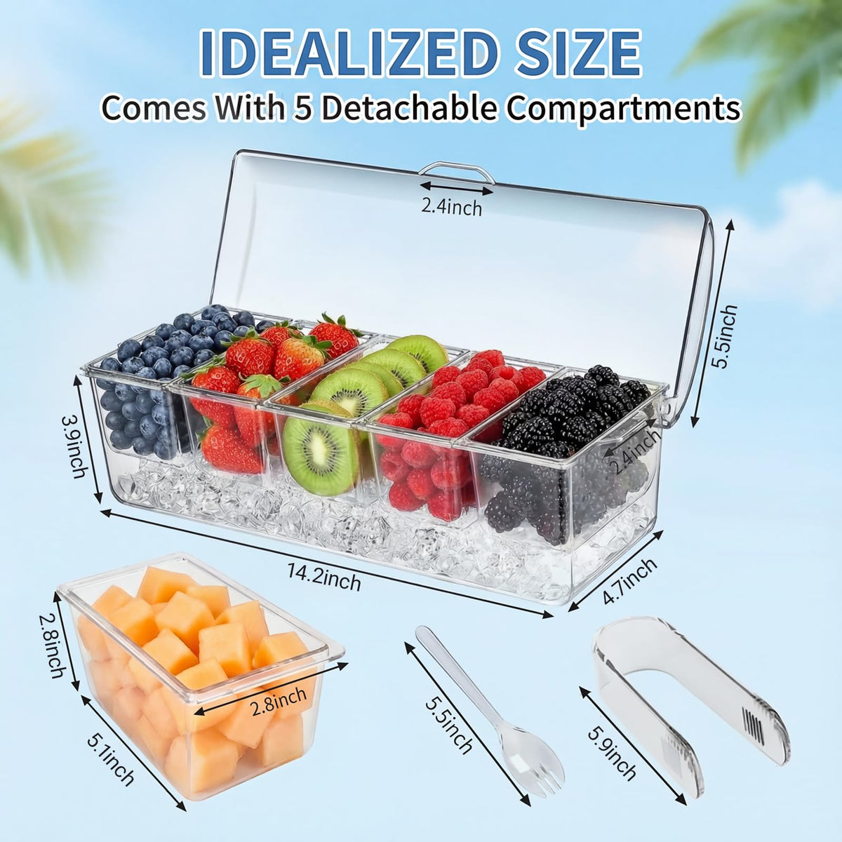 Flajepetals main caddy dimensions 157-53-57 inch for space.