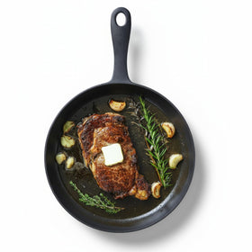 Flambo 12-inch skillet front view with smooth polished surface for even searing.