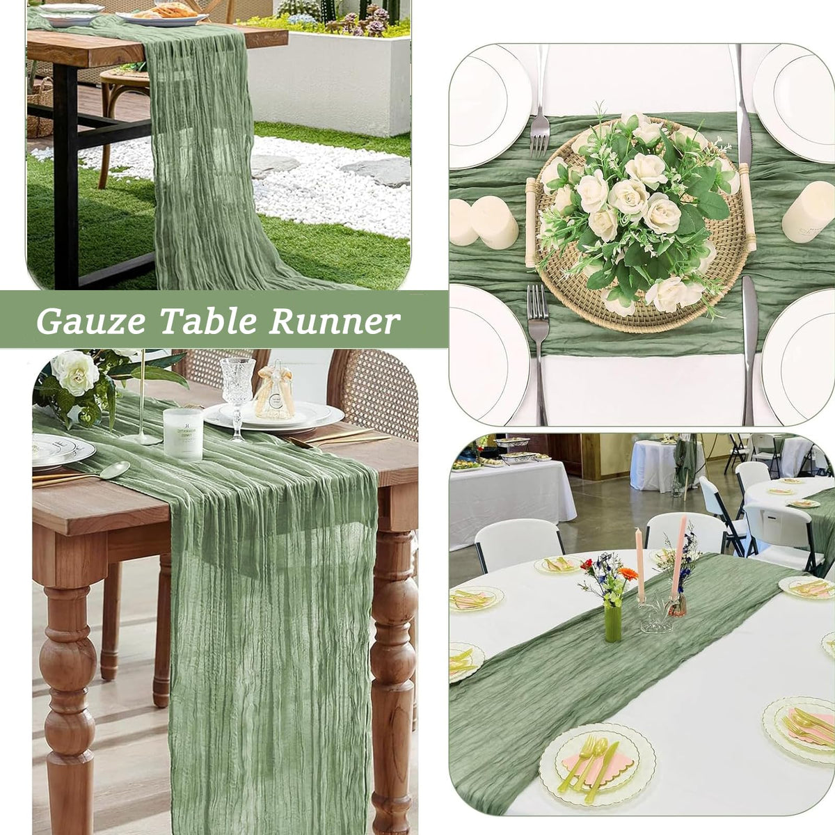 FlashCarryPro reusable sage green runner, easy care for parties