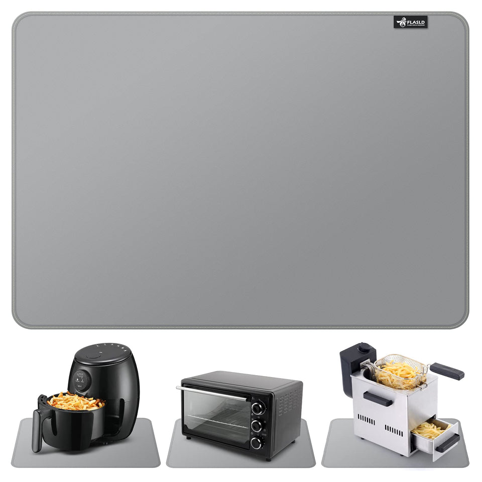 FLASLD heat resistant air fryer mat under appliance protects countertops from heat.