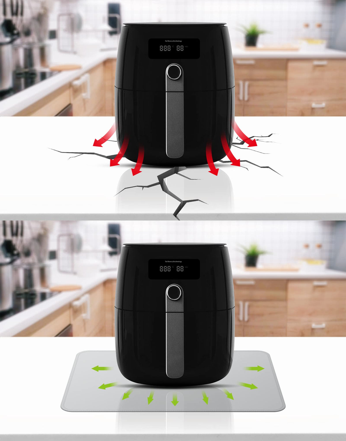 FLASLD microwave under-mat guards countertops against spills and heat.