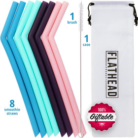 Flathead dishwasher-safe silicone straws simplify cleaning after meals