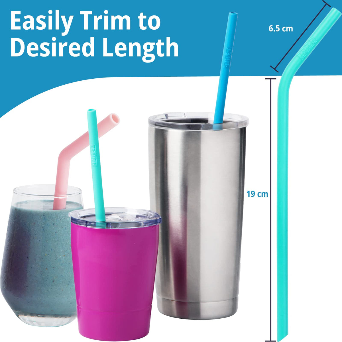 Flathead straws in blue-teal-purple-pink palette ideal for kids and adults