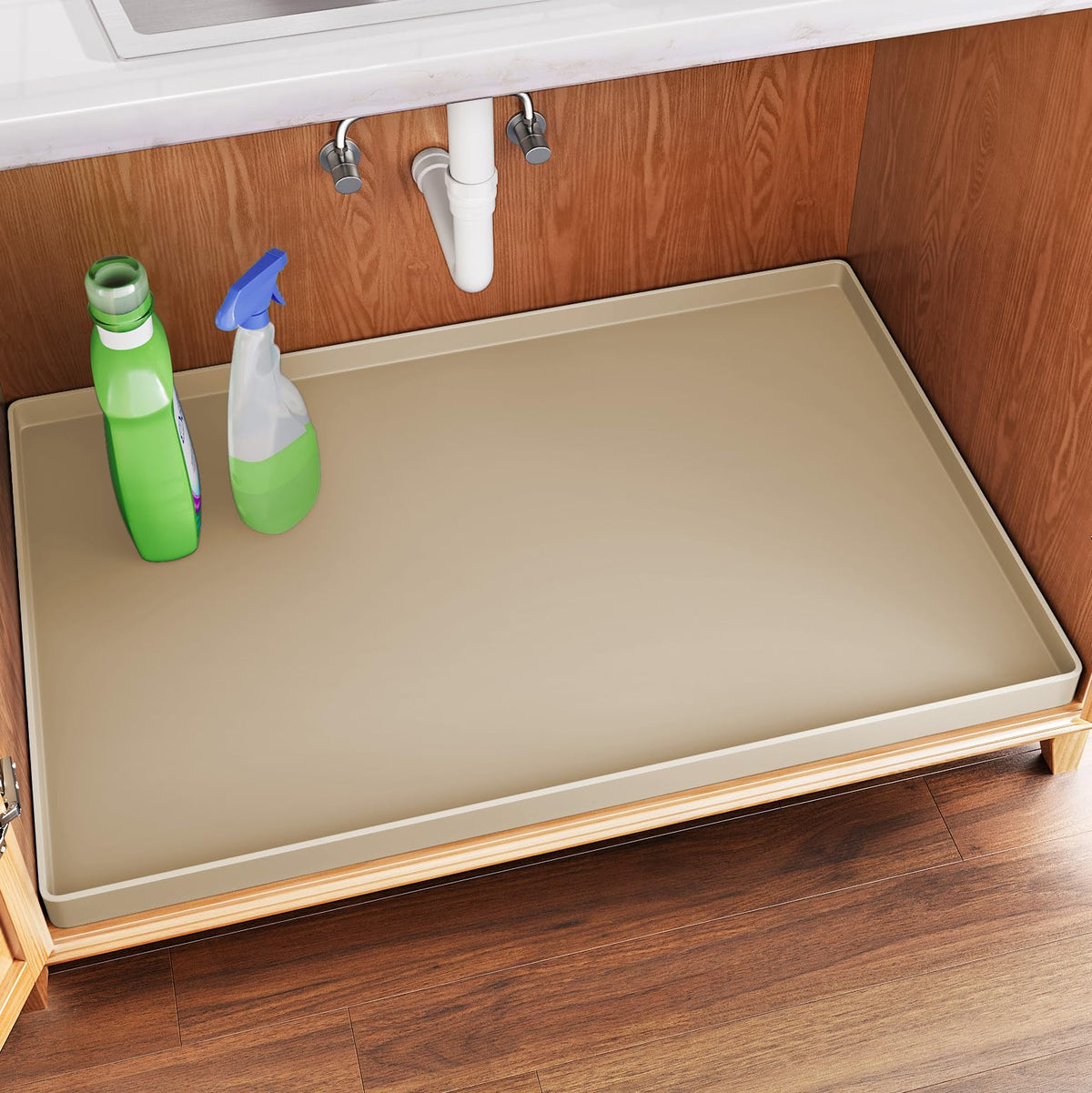 FLATO under sink mat, 34 x 19, silicone, catches spills and protects cabinets.