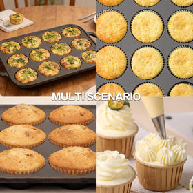 Batch-bake up to 24 muffins at once for gatherings.