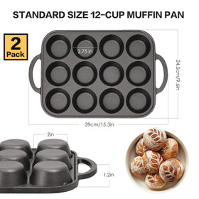 Flavehc muffin pan with ergonomic handles offers safe, comfortable grip during oven-to-counter transfers.