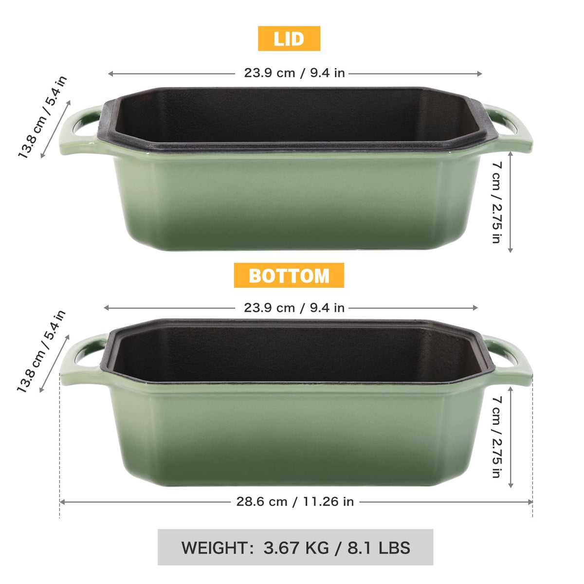 Flavehc loaf pan ergonomic handles for easy lifting from the oven