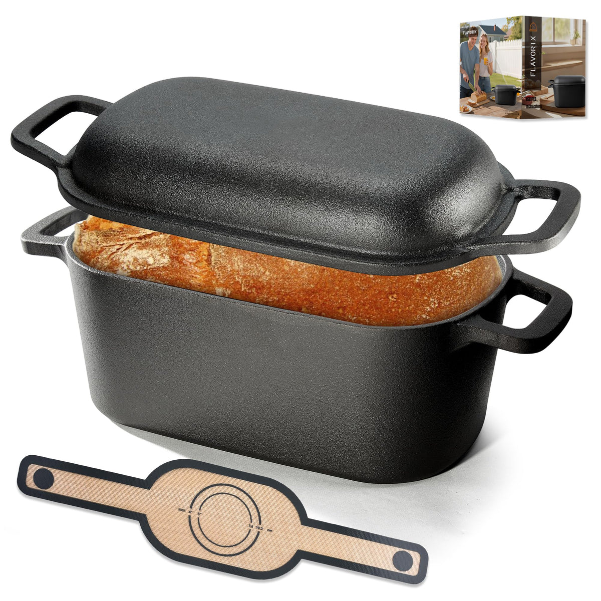 Flavorix oval dutch oven for bread baking showing even heat for crusty loaves