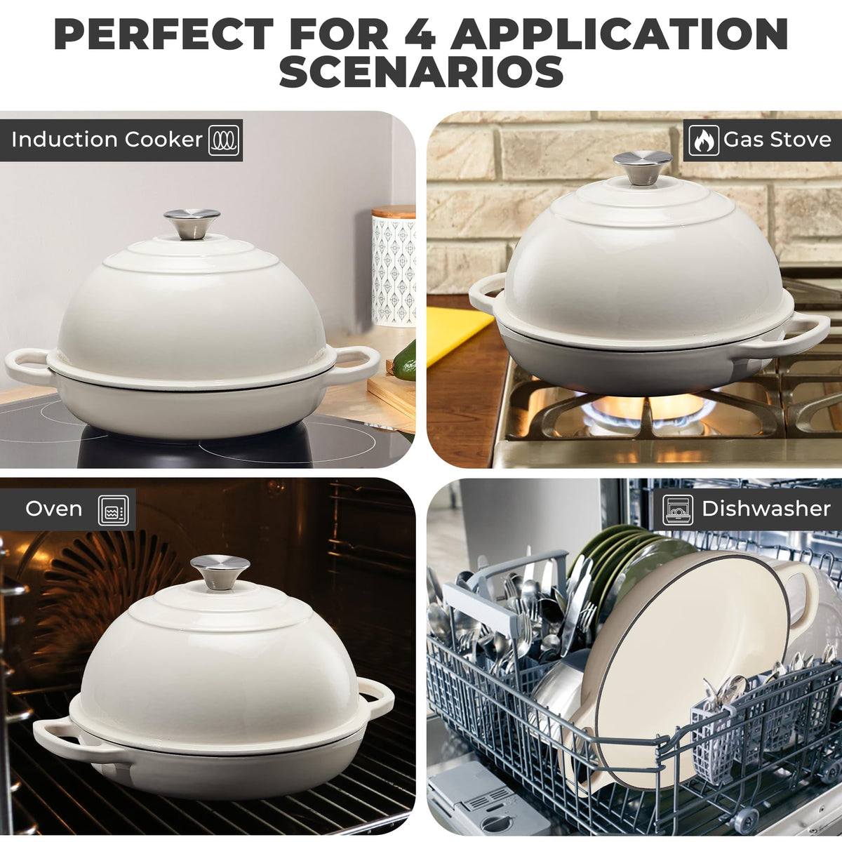 Flavorix white and green enamel Dutch oven adds kitchen elegance