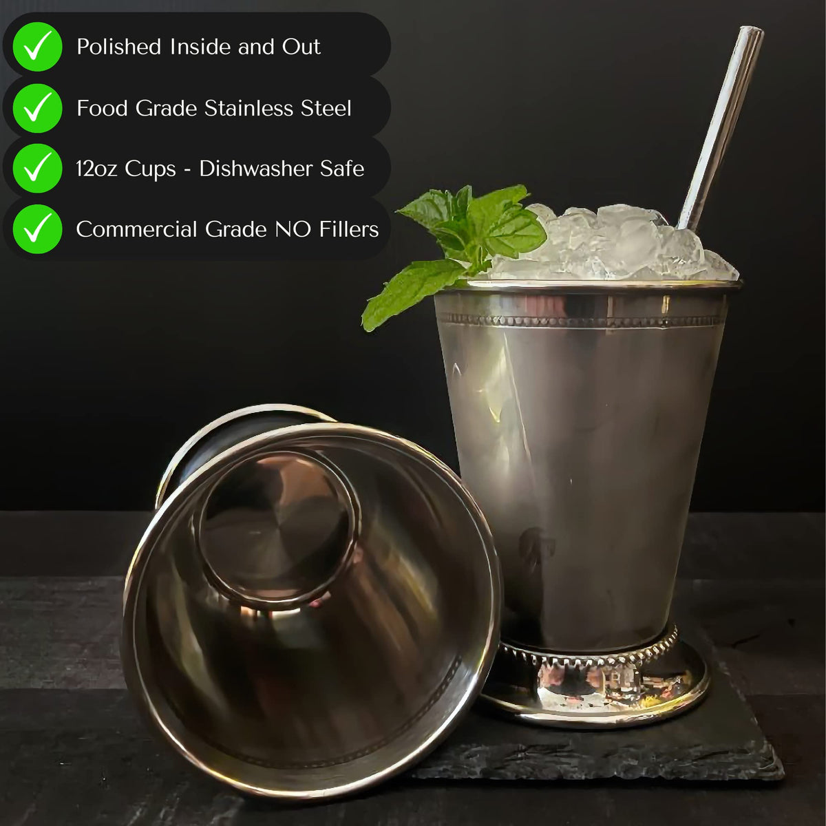 Flavourd mint julep cups exterior polished shine enhances drink presentation