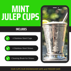 Flavourd mint julep cups with straws ready for entertaining at home