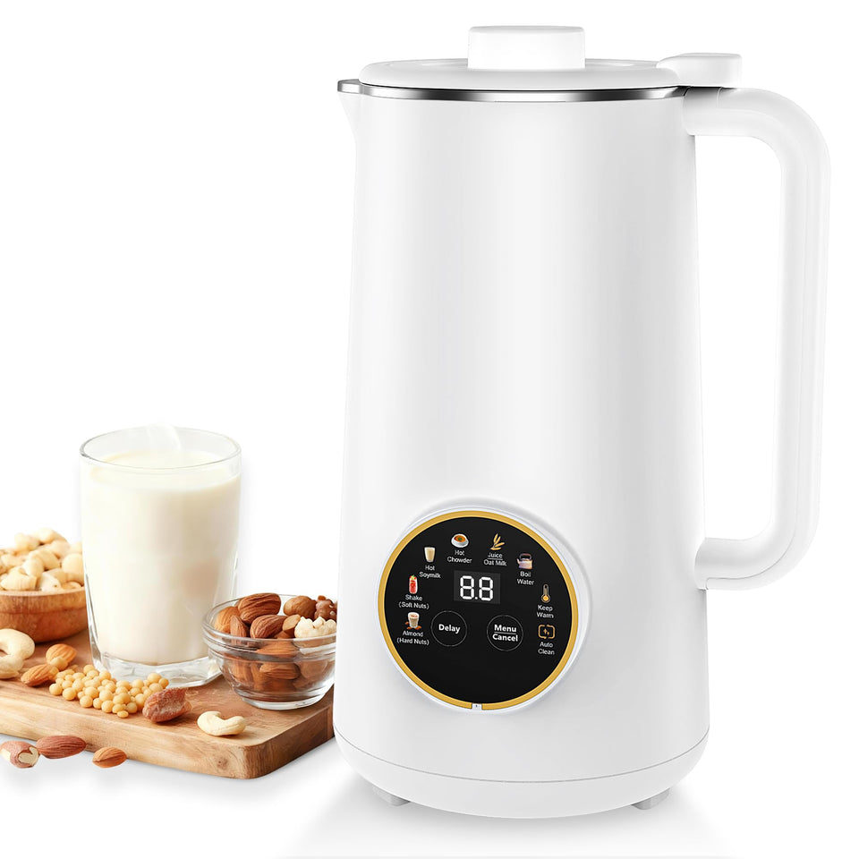 Flelano 34oz nut milk maker front view with family-sized design for home use