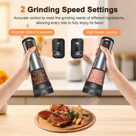 LED light activates during grinding to guide precise seasoning.