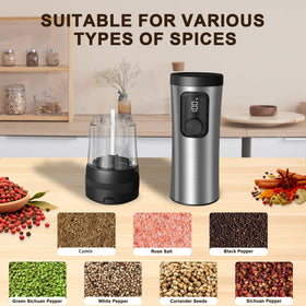Two-speed settings balance fast grinding for pepper with gentle grinding for salt.
